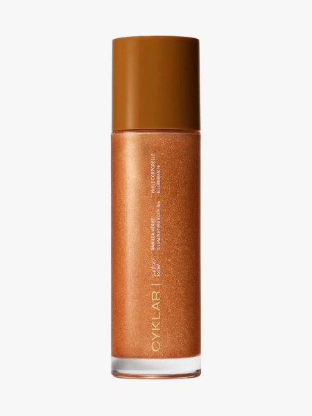 Cyklar Vanilla Verve Illuminating Body Oil in branded component on a light gray background